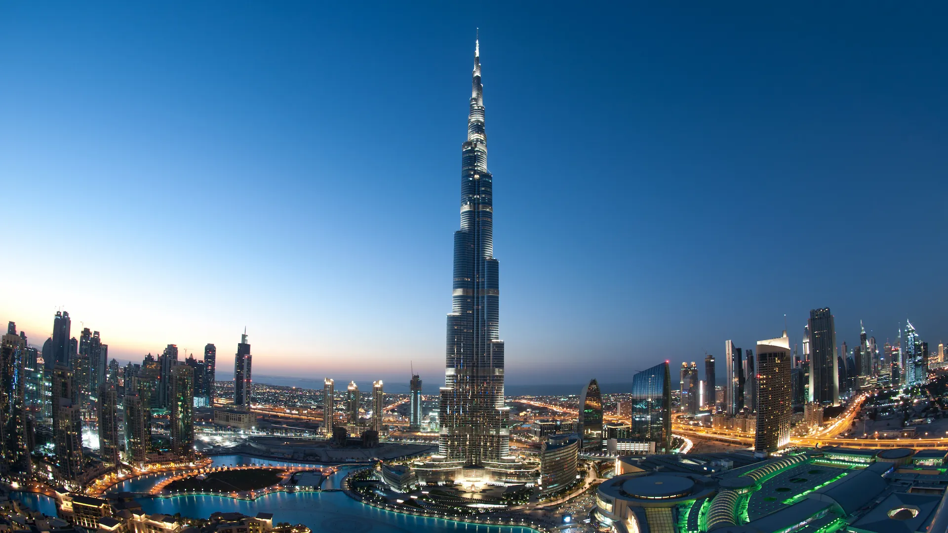 Skyline at dusk across the Emirates